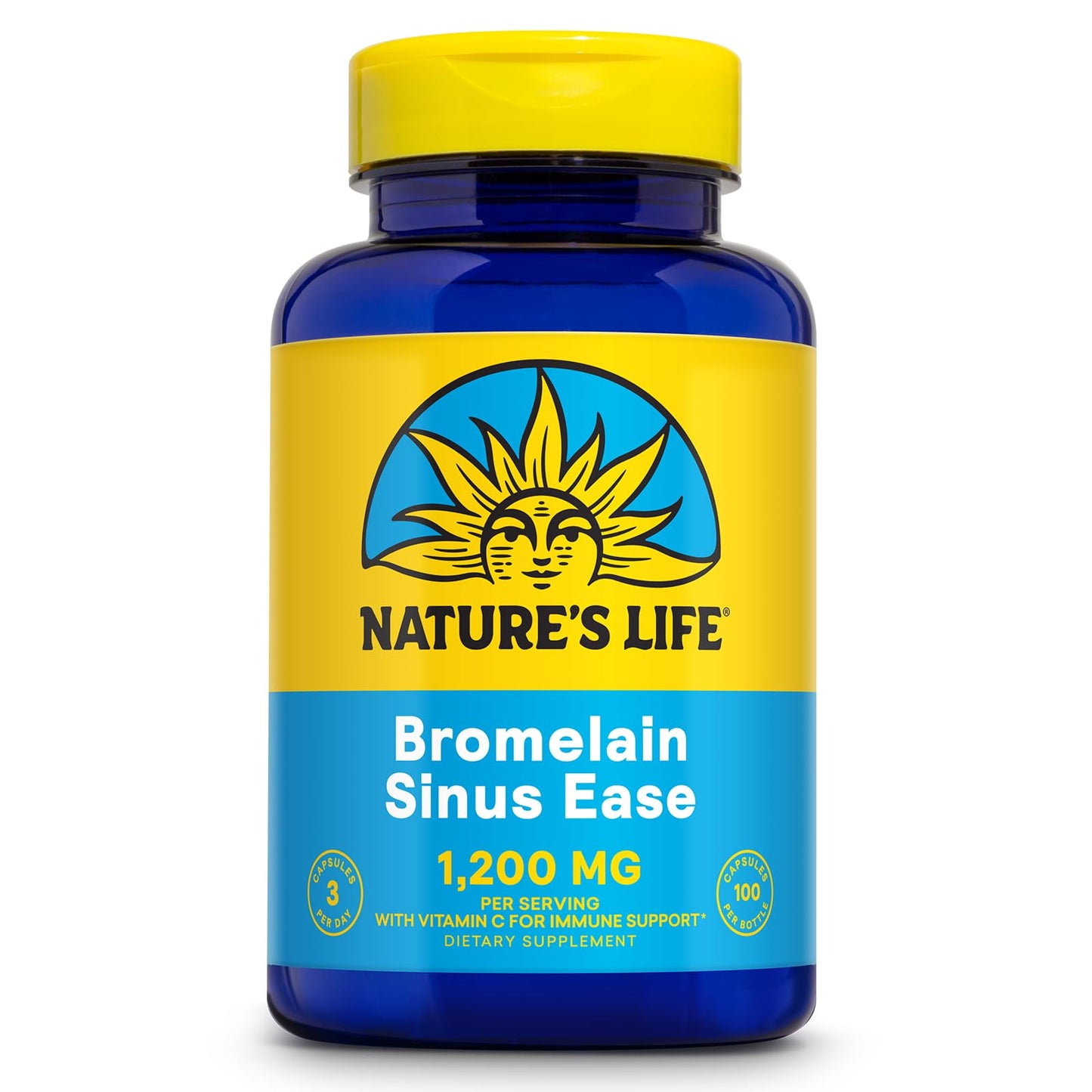 Nature's Life Bromelain Sinus Ease 1200mg Capsules, 100