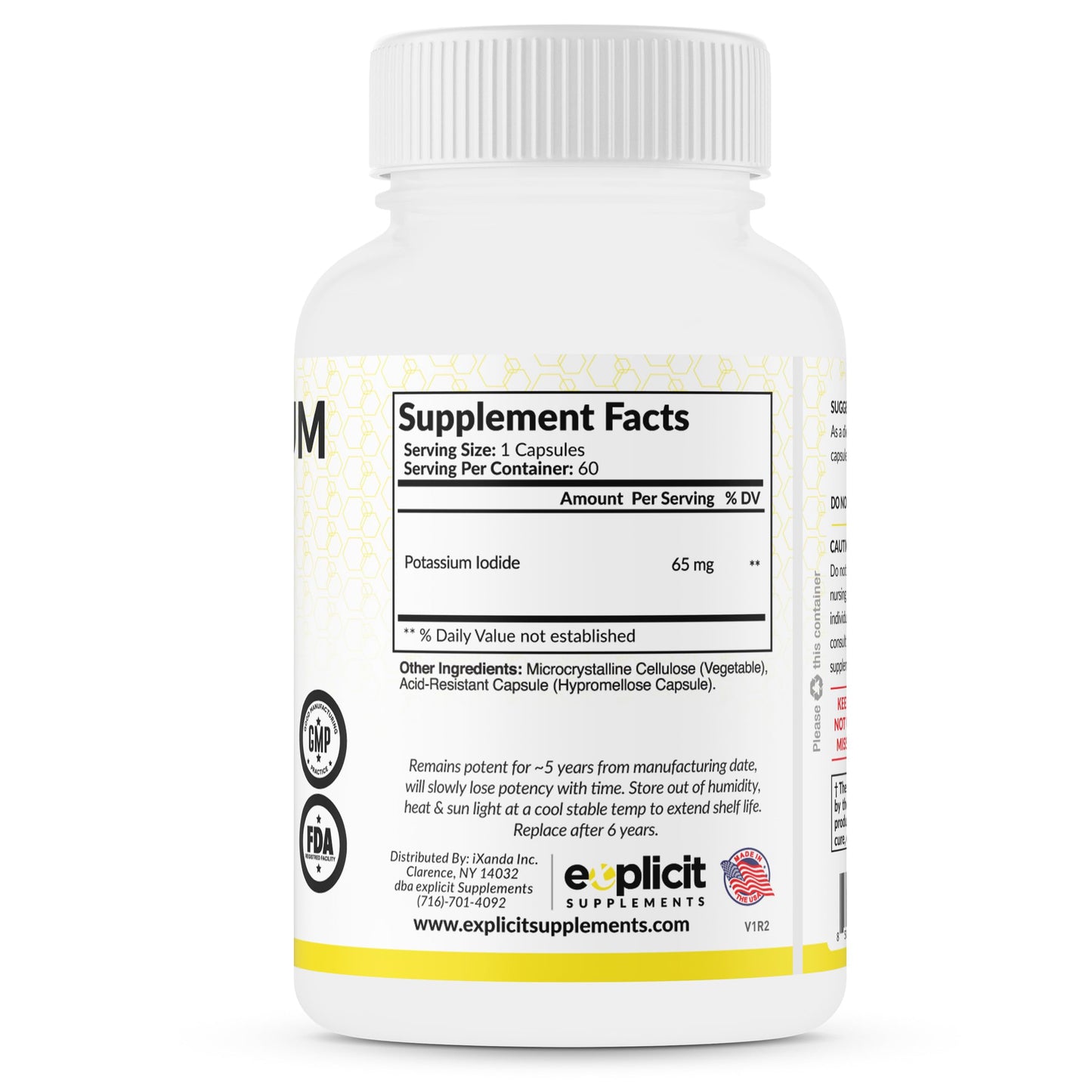 eXplicit Supplements Potassium Iodide 65 mg Capsule, 60 Count