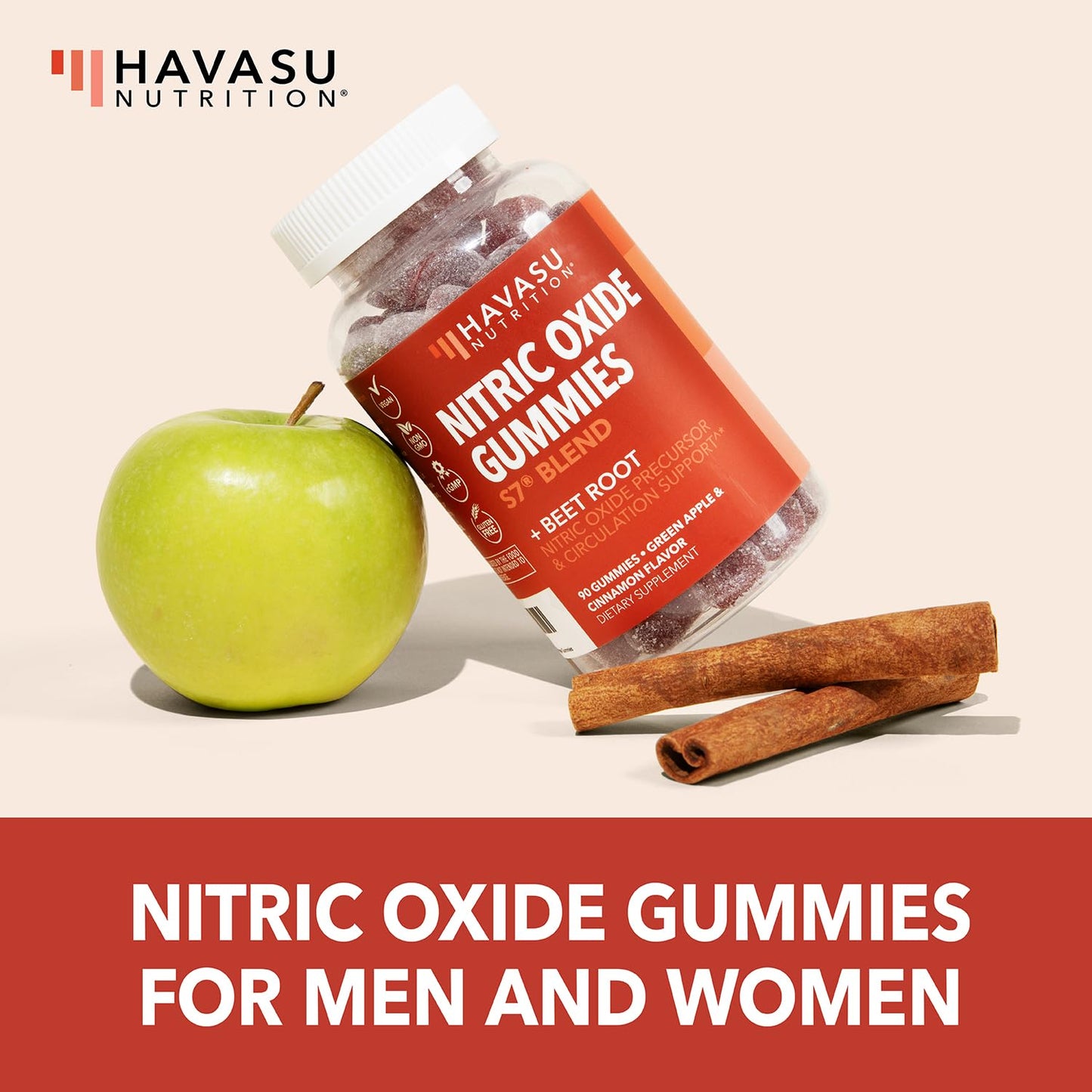HAVASU NUTRITION Nitric Oxide Gummies with L-Arginine and Beet Root, 90 Count