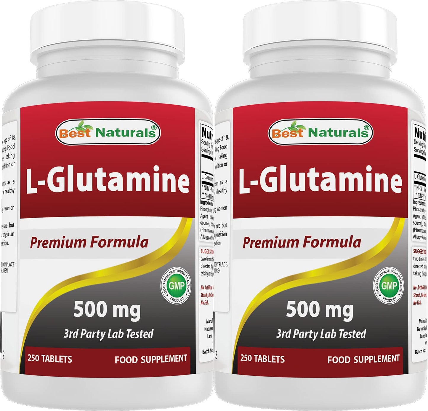 Best Naturals L-Glutamine 500mg Tablet, 500 Count