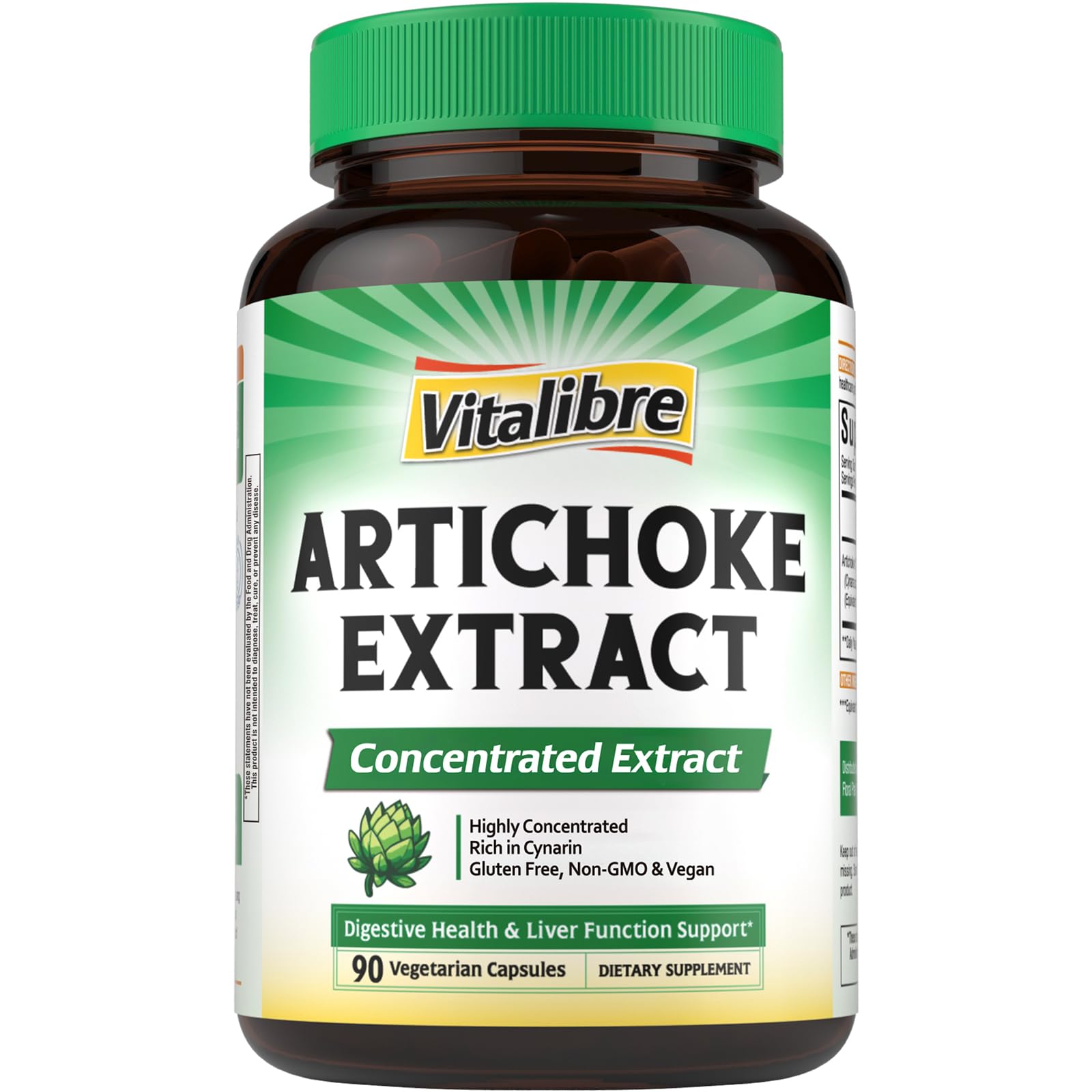 Vitalibre Artichoke Leaf Extract 600 mg Capsule, 90 Count