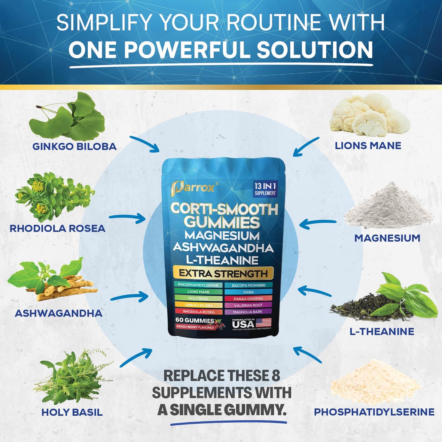 Parrox Corti-Smooth Cortisol Support Gummies, 120 Count