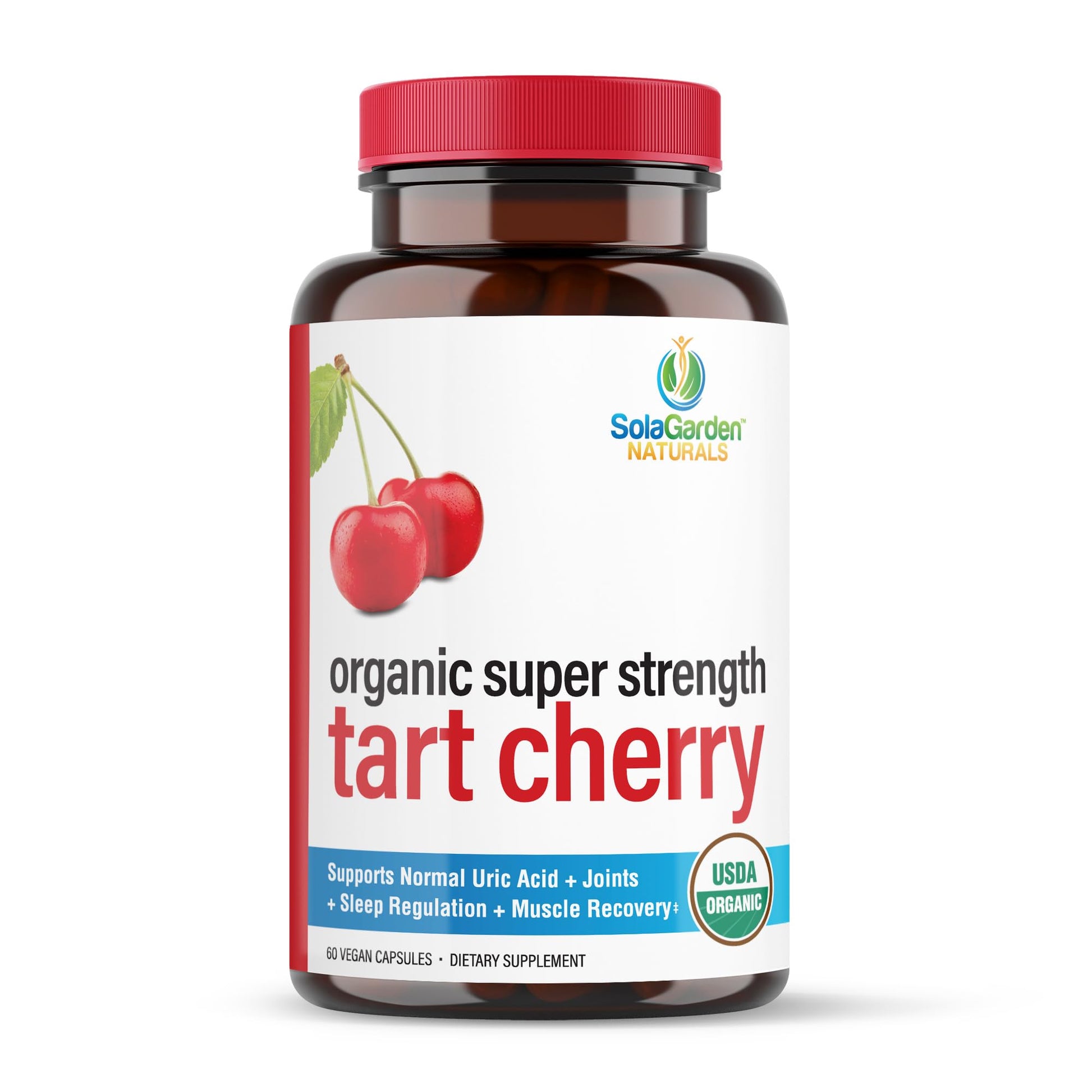 LifeGarden Naturals USDA Organic Super Strength Tart Cherry Supplement, 50:1 Extract of Non-GMO Organic Cherries, Capsules, 60