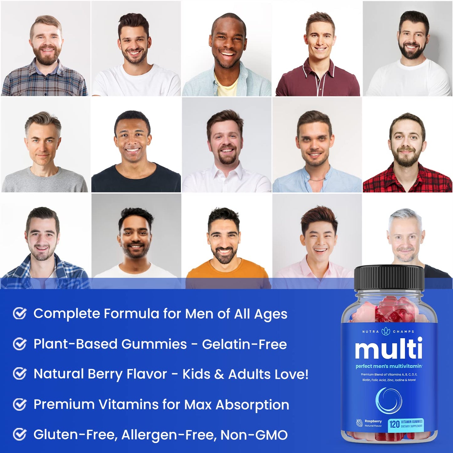 NutraChamps Multivitamin for Men 14+ Gummy, 120 Count