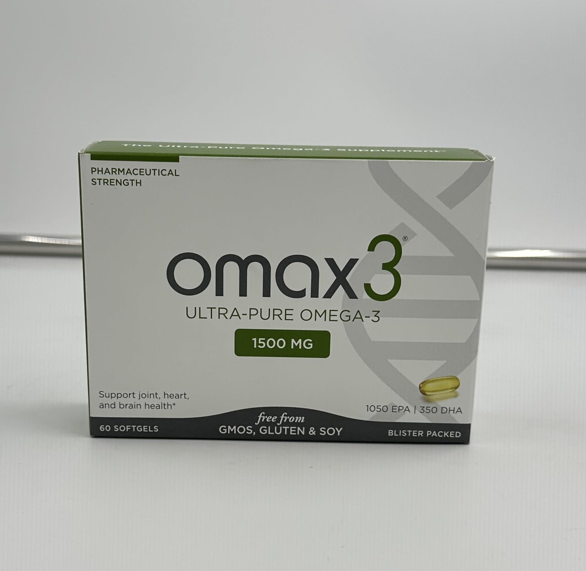 Omax3 Omega 3 Fish Oil 1500mg EPA DHA, Wild Caught & Gluten Free Softgel, 60 Count