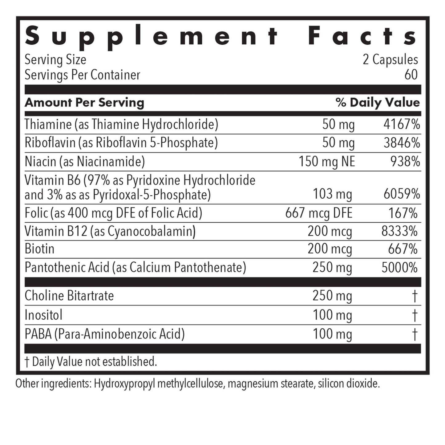 Allergy Research Group ARG Super Vitamin B - Complete B Vitamin Supplement - Capsule, 120 Count