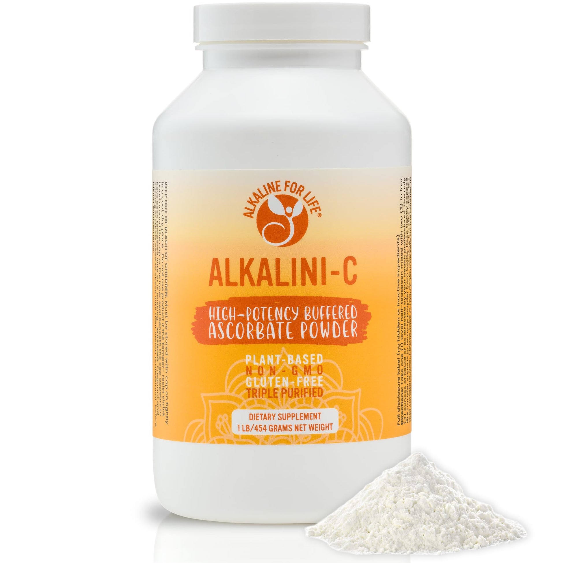 Alkaline for Life Buffered Vitamin C Powder, Corn-Free, L-Ascorbate, 16 Ounce