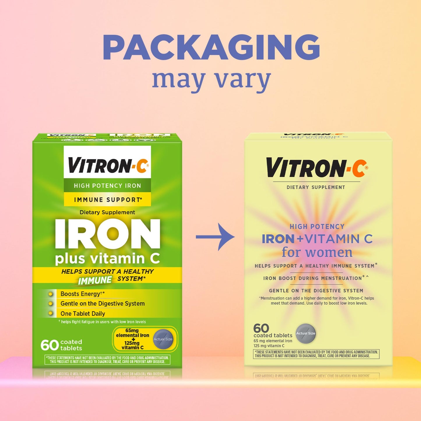 Vitron-C Iron Supplement for Women with Vitamin C, 60 Tablets