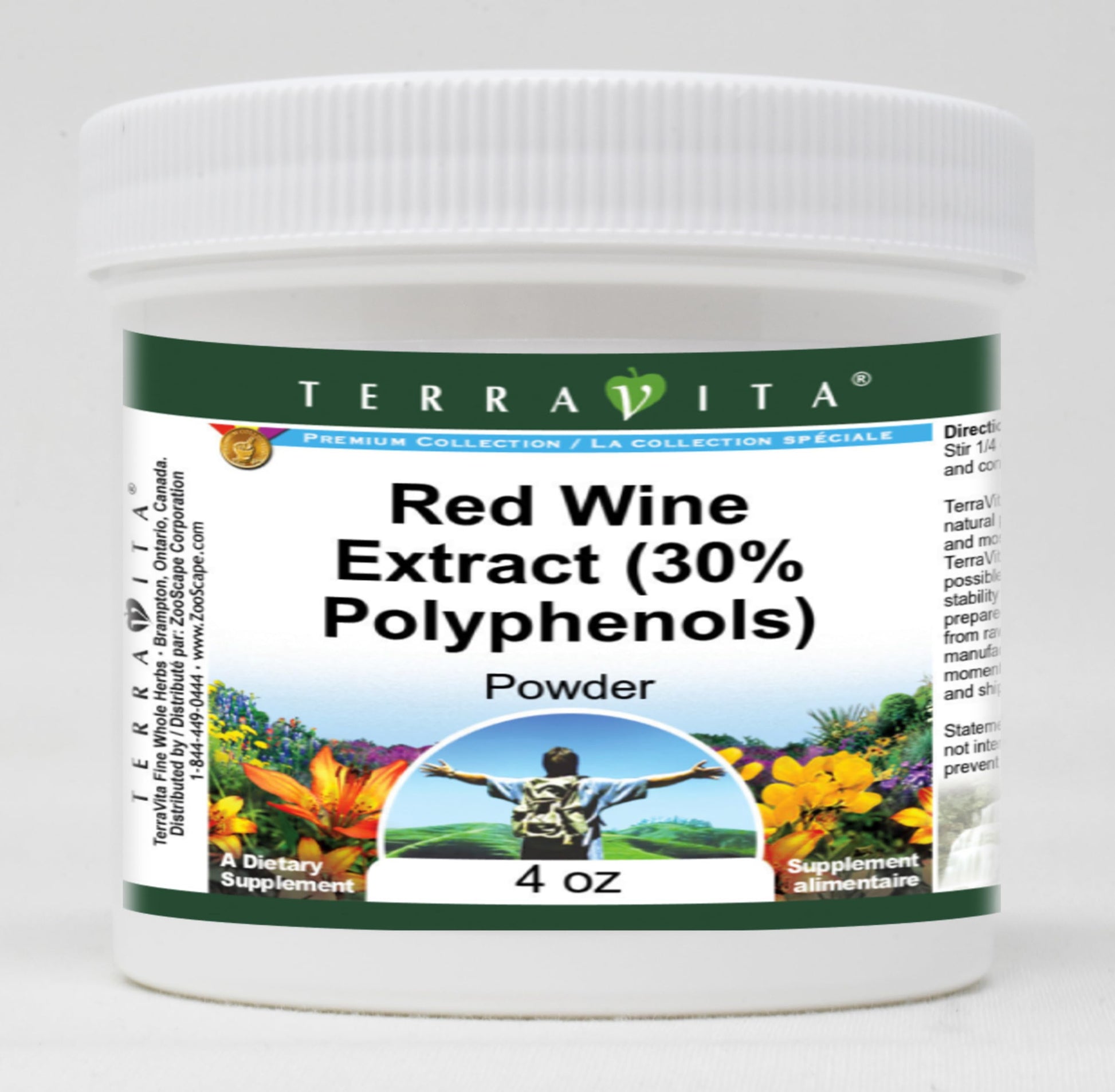 Terravita Red Wine Extract (30% Polyphenols) Powder, 4 oz