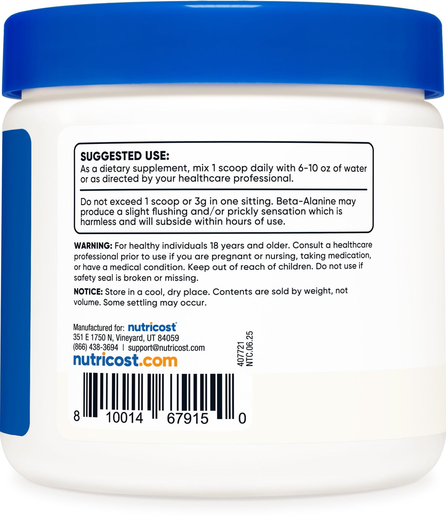 Nutricost Beta Alanine Powder 10.6 oz