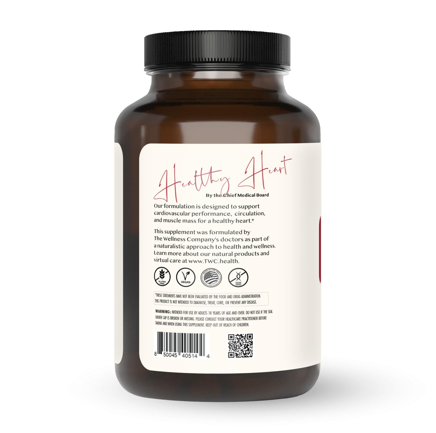 The Wellness Company Healthy Heart - Cardiovascular Strength, Blood Flow, Nitric Oxide Production & Healthy Cholesterol Levels 120 Capsules