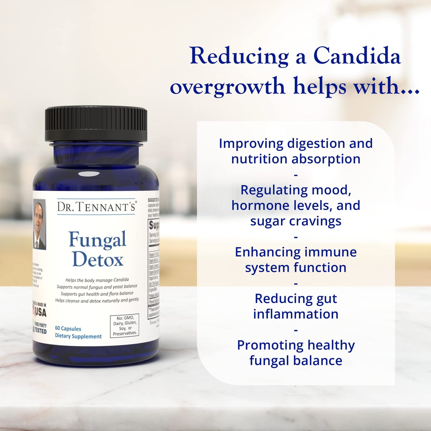 Dr. Tennant's Fungal Detox Candida Cleanse, Hormone & Gut Health Support Capsules 60