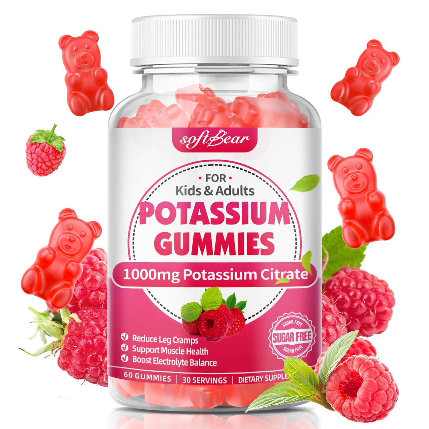 Softbear Potassium Citrate 1000mg Gummy (60 Count)
