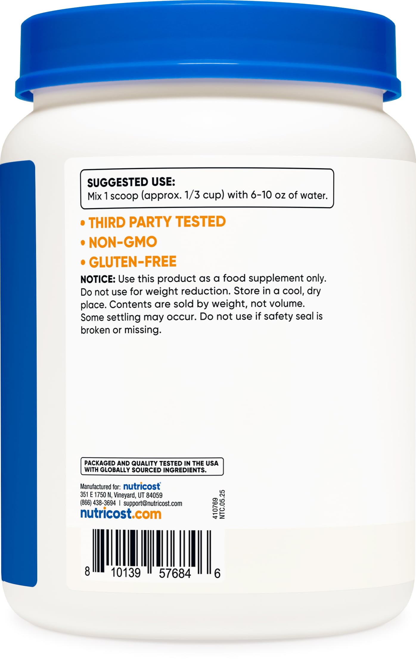 Nutricost Pea Protein Powder, Unflavored, 32.4 oz