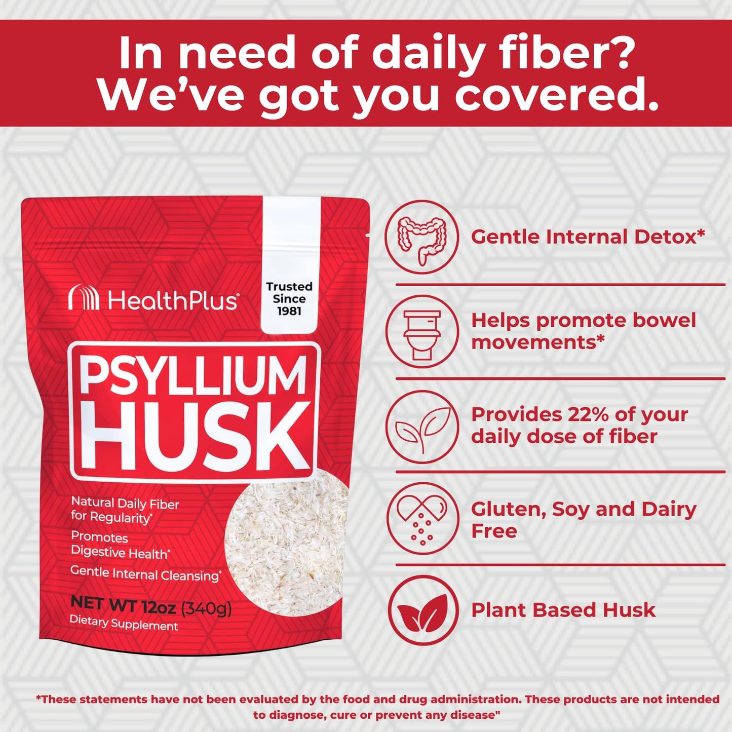 Health Plus Psyllium Husk Powder 12 Ounce