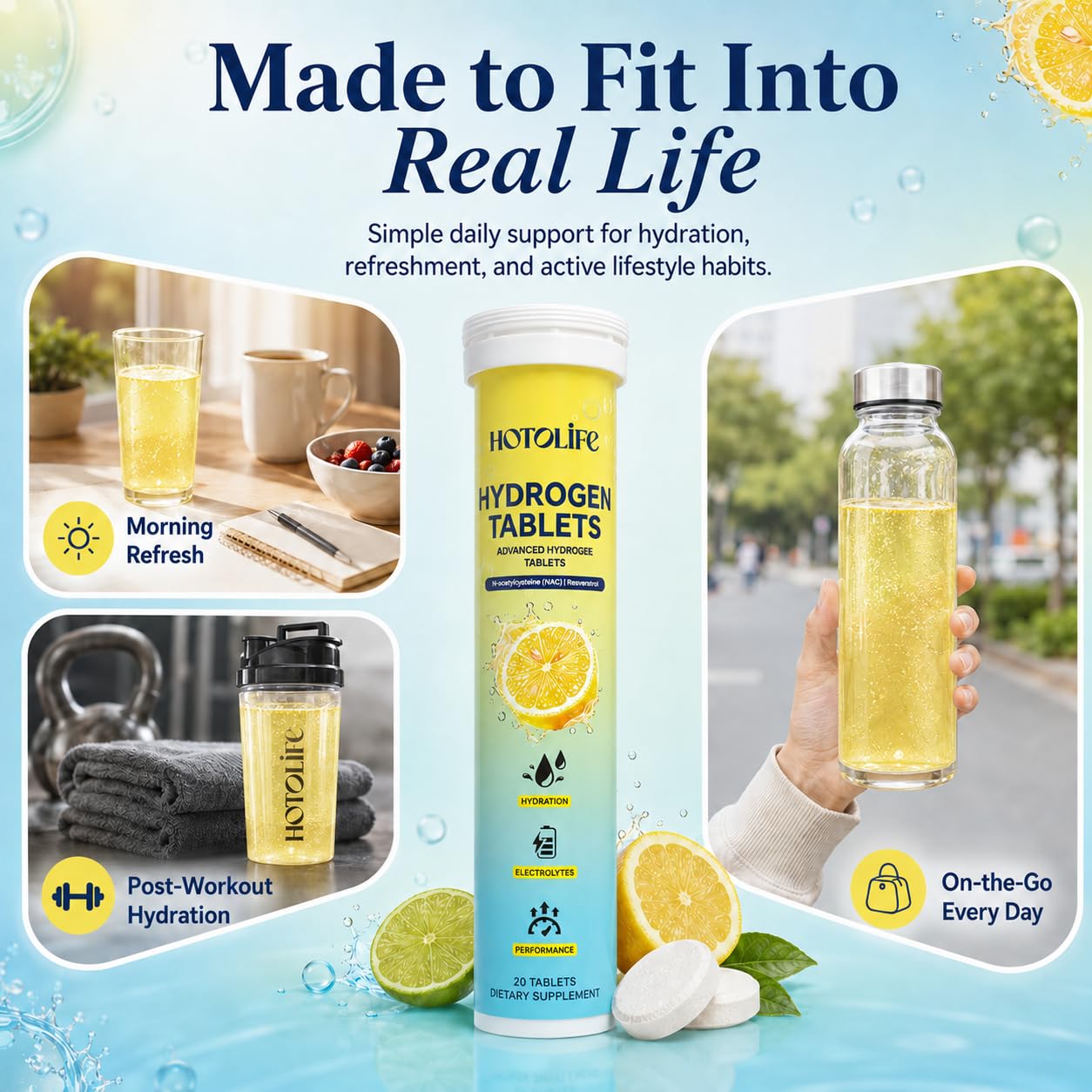 Hotolife Hydrogen Tablets for Drinking Water Focus, Tablet, 40 Count