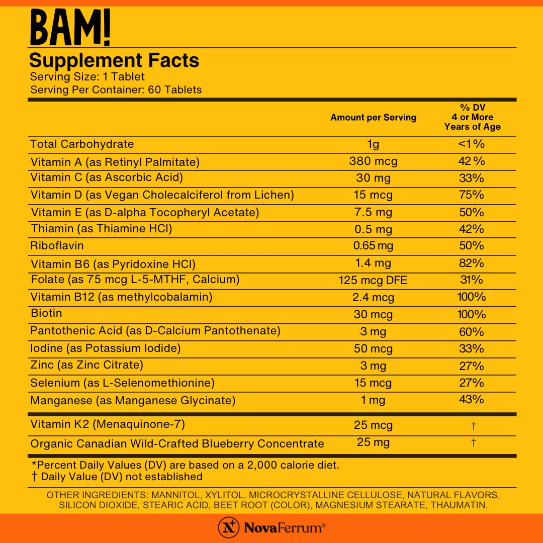 NovaFerrum BAM Chewable Multivitamin 60 Chewable Tablets