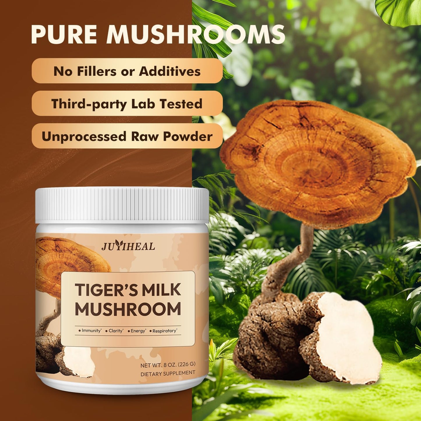 JUYIHEAL Tiger Milk Mushroom Powder 6.3 oz