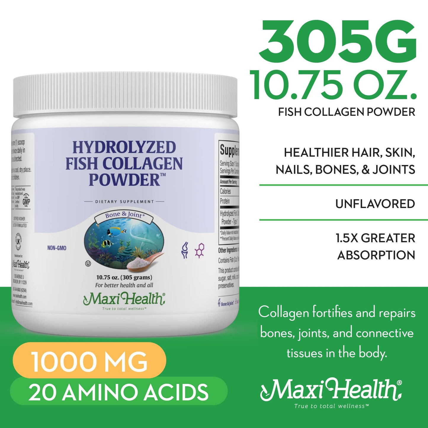 Maxi Health Collagen Peptides Powder 10.75 oz