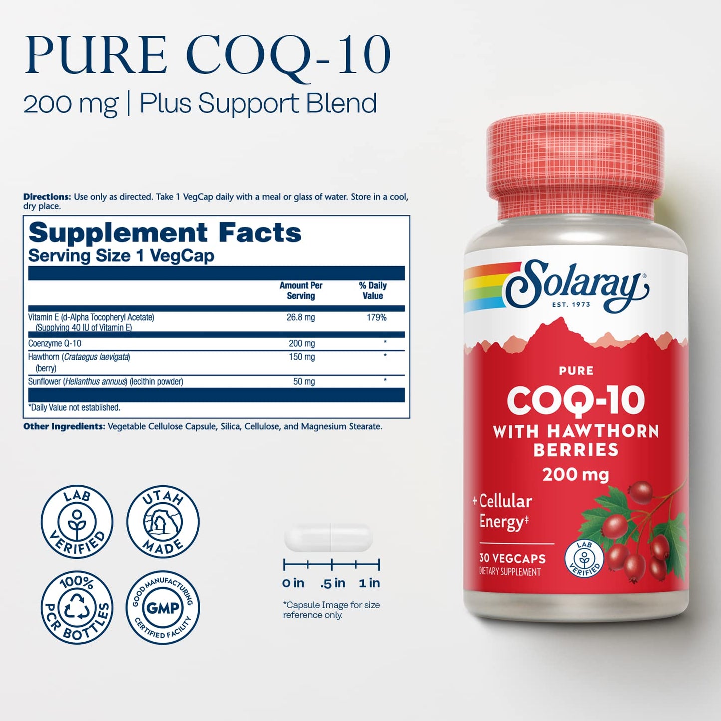 Solaray Pure CoQ-10 200 mg Capsules 30 Count