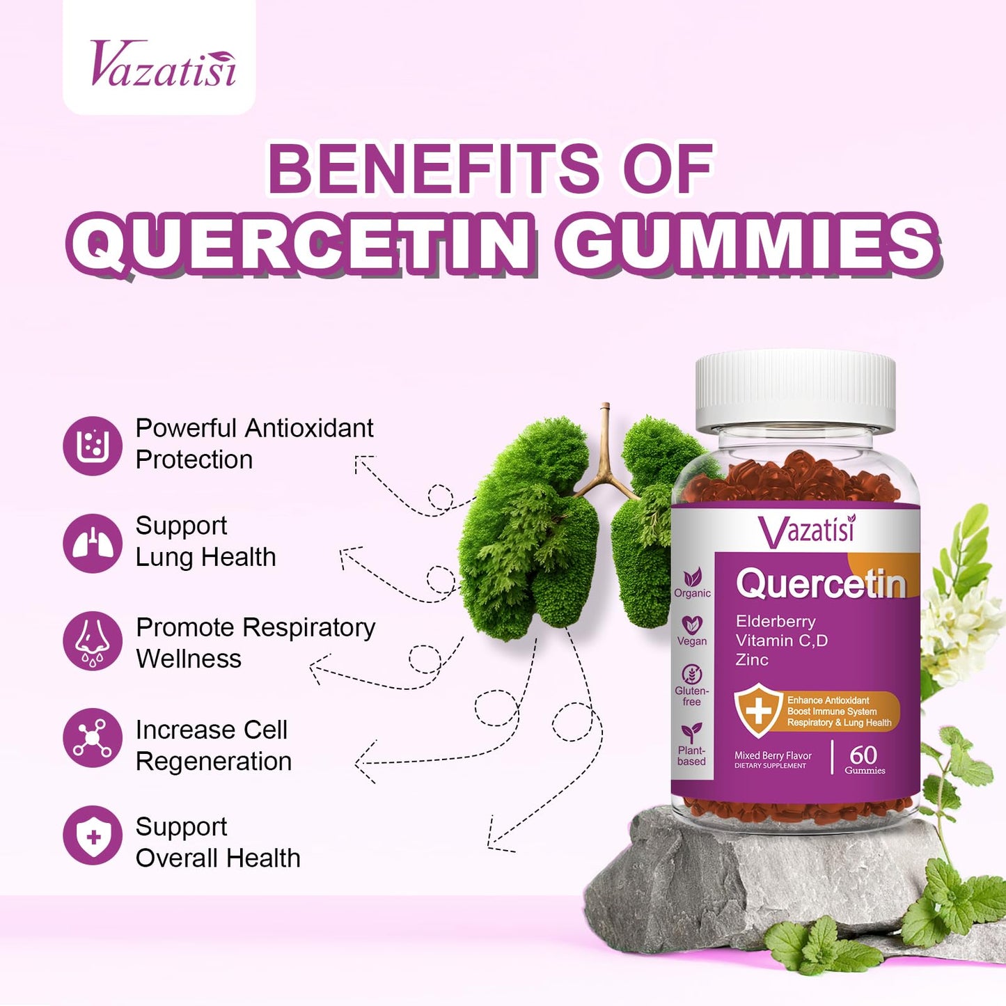 Vazatisi Quercetin Gummies 60 Count