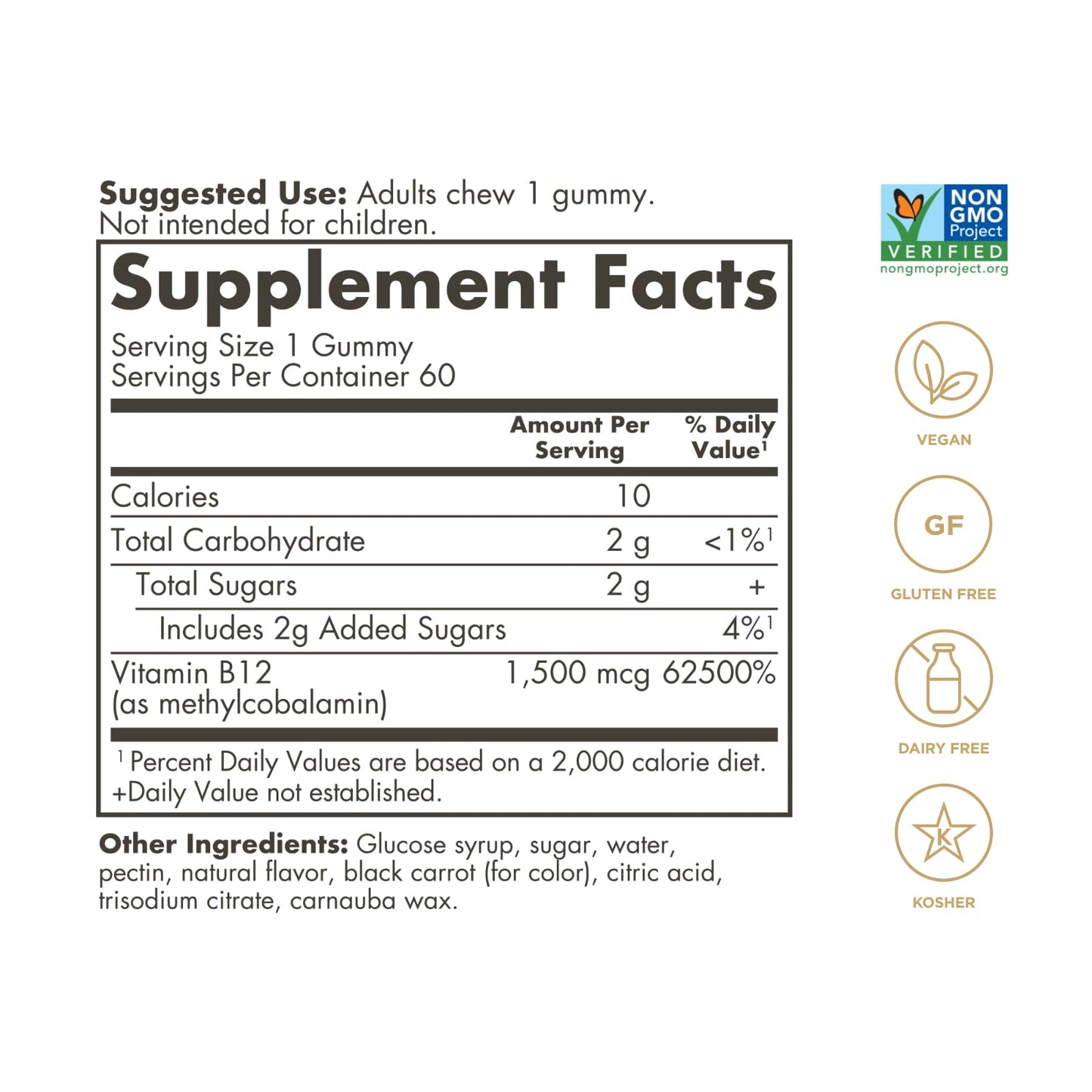 Solgar Methyl B12 Gummies 1,500mcg Ultra Potency Vitamin for Energy & Metabolism Support, Raspberry Flavor, Vegan & Gluten-Free, 60 Gummies