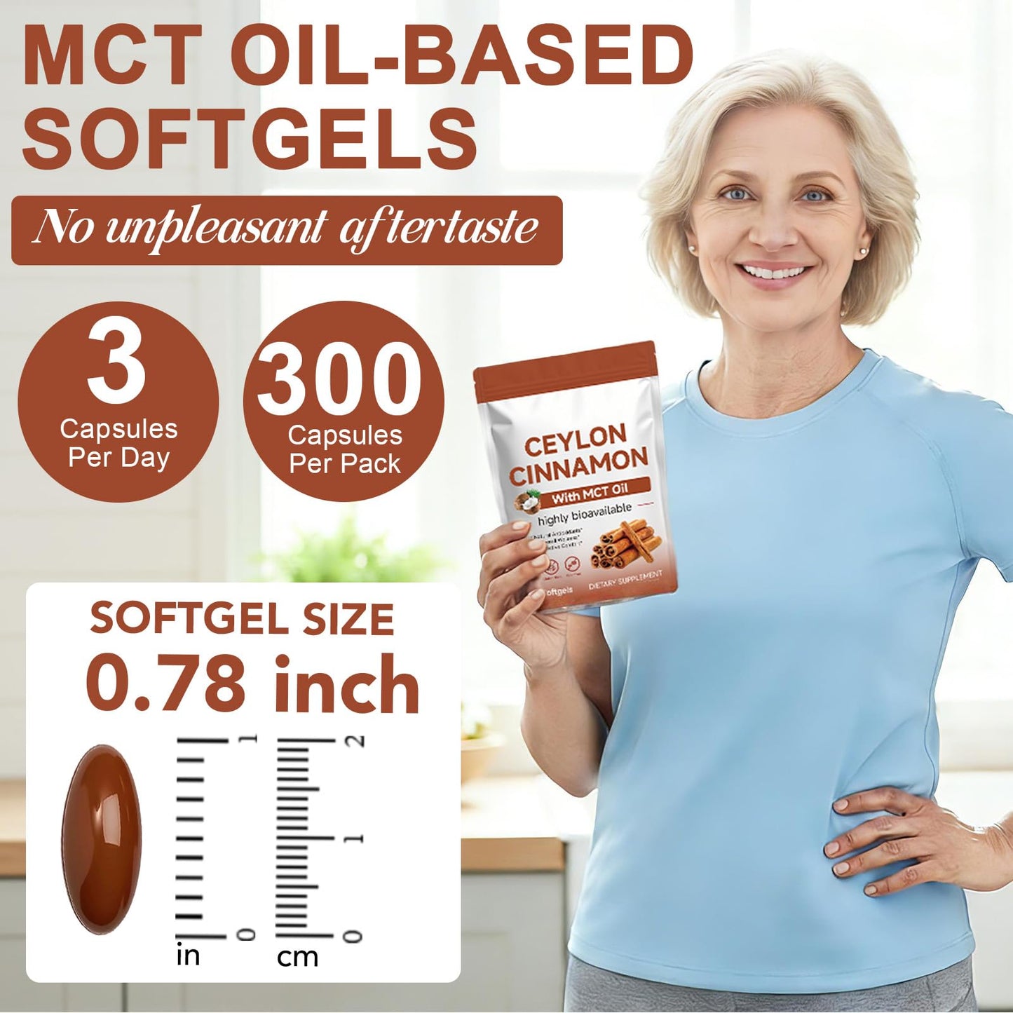 Tiuedu Ceylon Cinnamon Softgels with MCT Oil, 600 Softgels