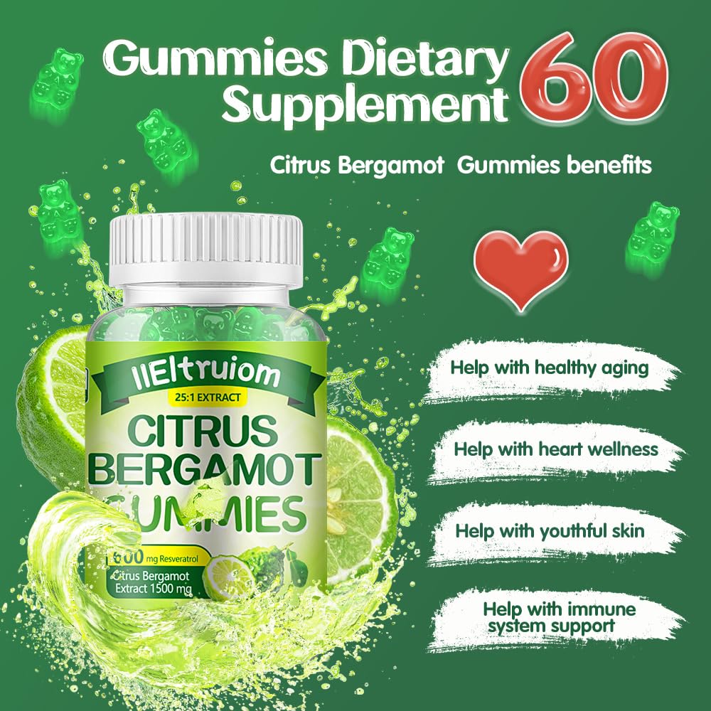 IIEltruiom Citrus Bergamot 1500mg Gummies, 60 Count