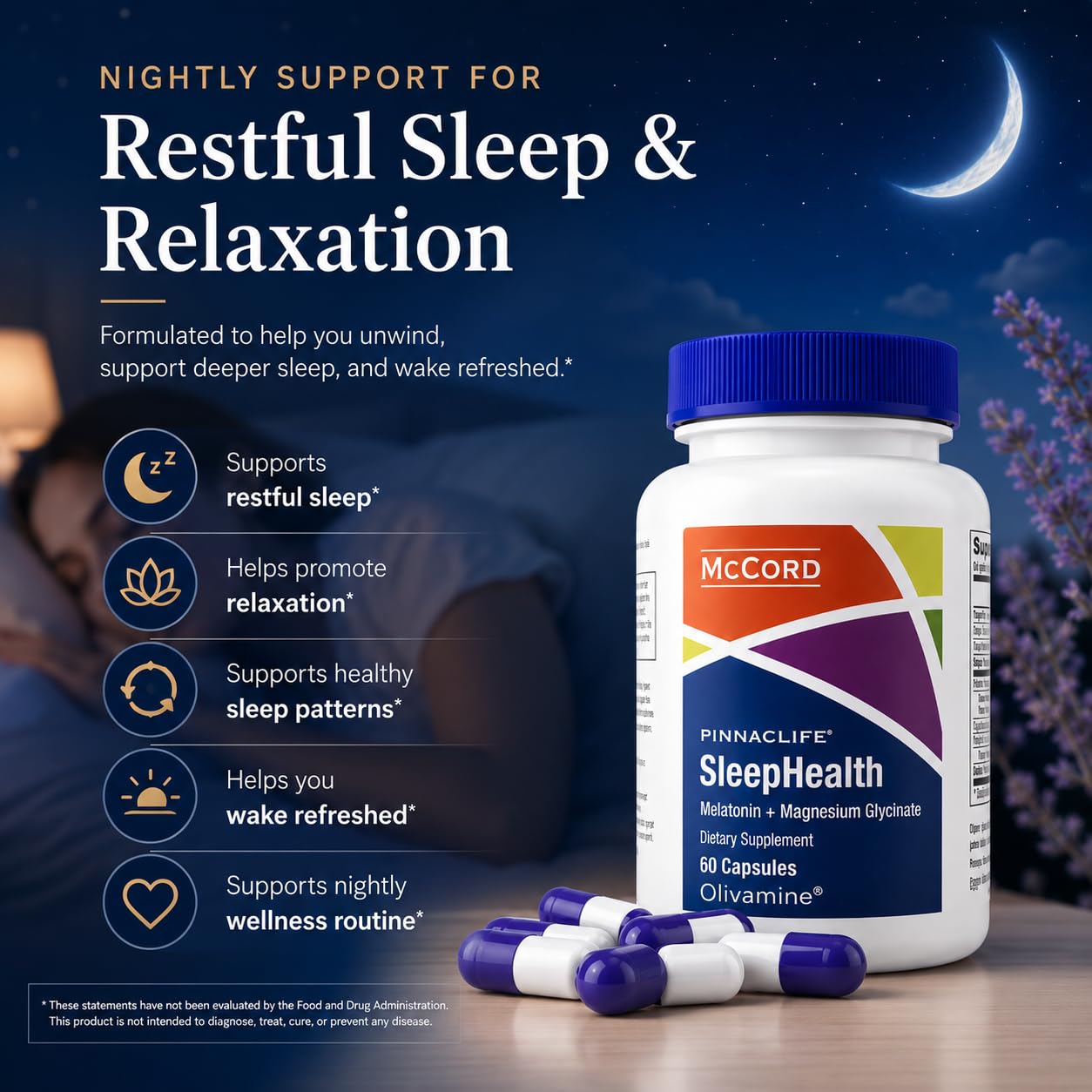 Pinnaclife McCord SleepHealth Supplement Capsules, 60 Count