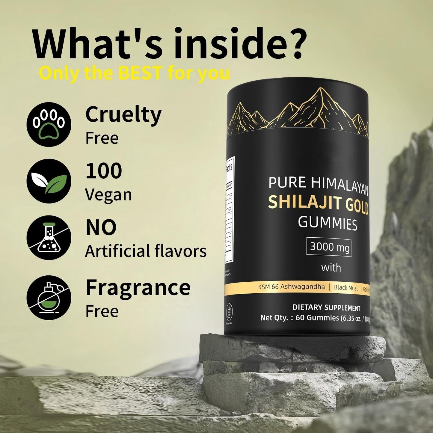 HWAXIGO 3000mg Himalayan Shilajit Gummies 60 Count
