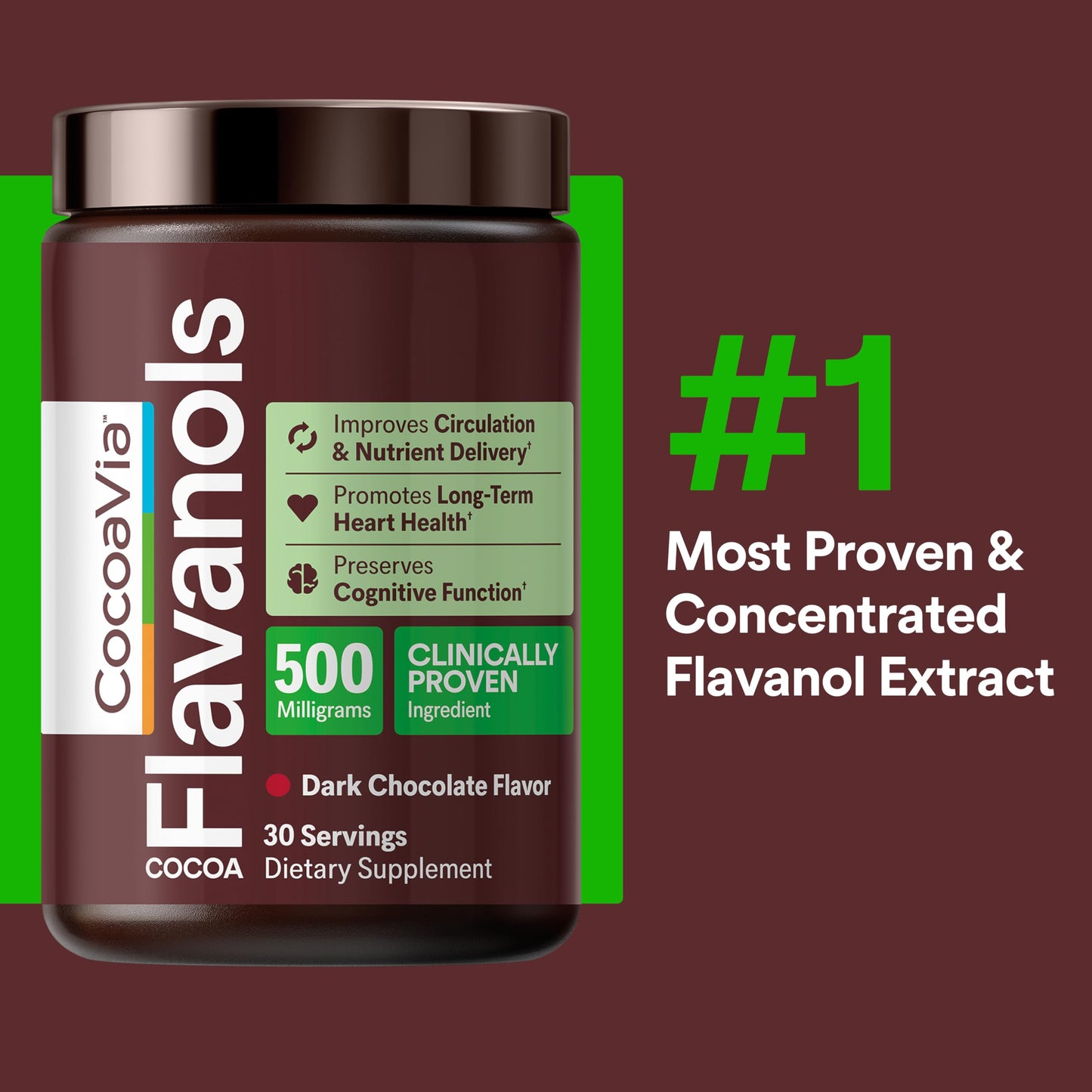 CocoaVia Cocoa Flavanols 500mg Powder 13.6 oz