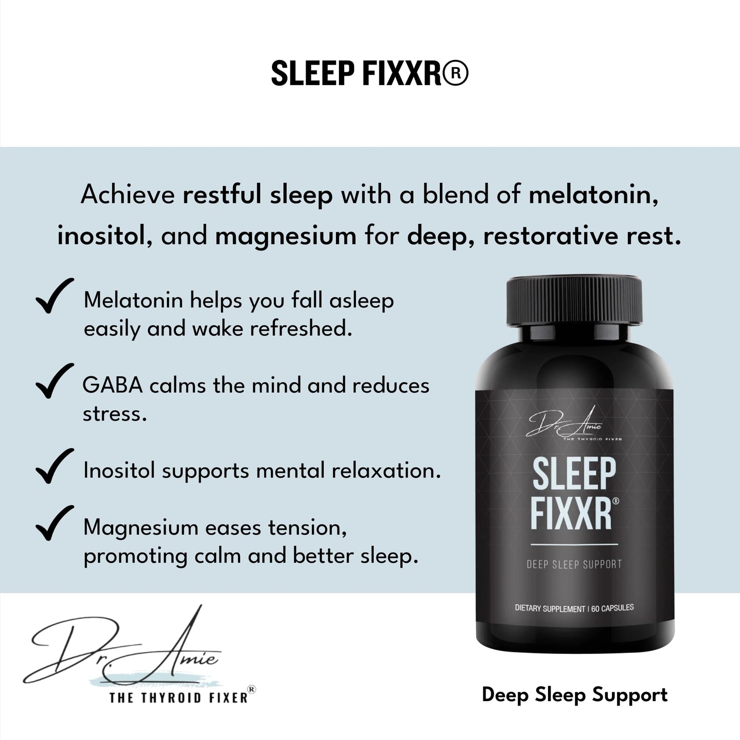 Fixxr Sleep Support by Dr. Amie Capsules 60 Count