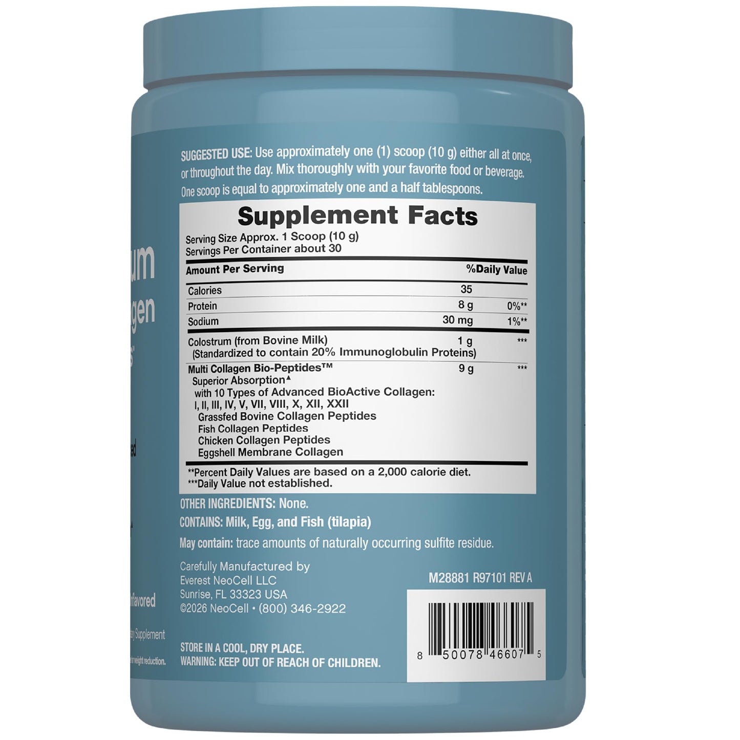 NeoCell Colostrum Collagen Powder 10.58 Ounce