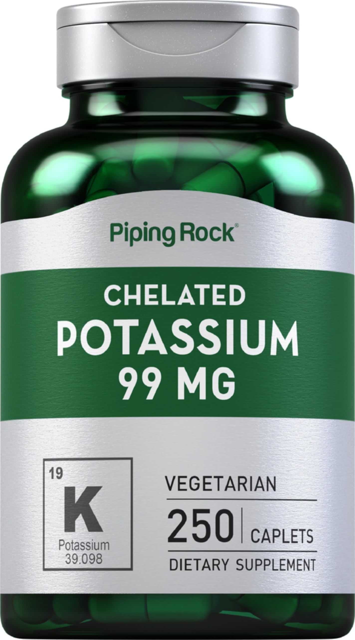 Piping Rock Chelated Potassium Supplement 99mg Caplets 250