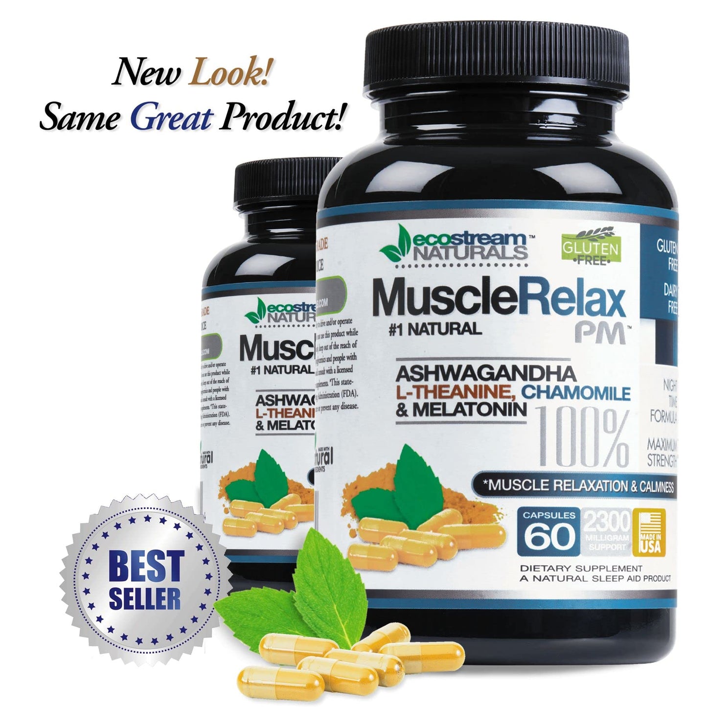 ecostream Naturals Natural Night-Time Support Muscle Relax PM Capsules, 60 Count