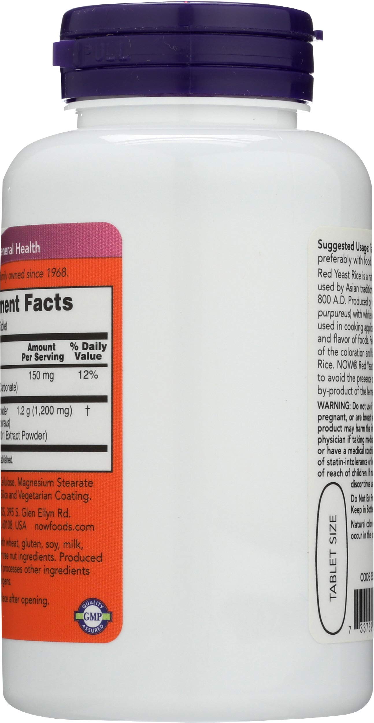 NOW Foods Red Yeast Rice 1200 mg Tablet, 60 Tablets