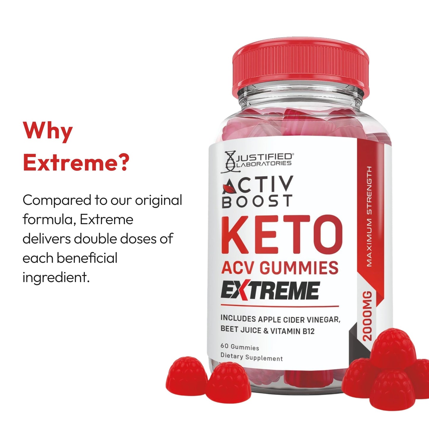 Justified Laboratories Activ Boost Keto ACV Gummies Extreme 300 Gummies