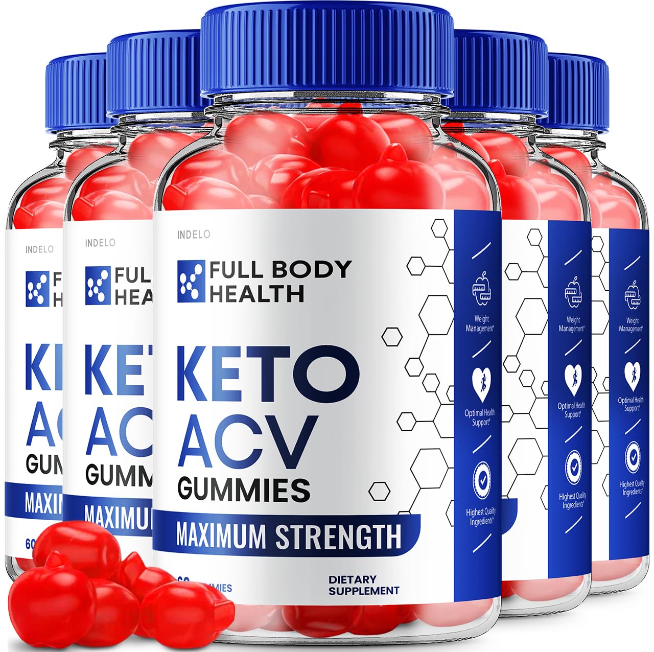 Indelo Full Body Health Keto ACV Gummies, 300 Gummies