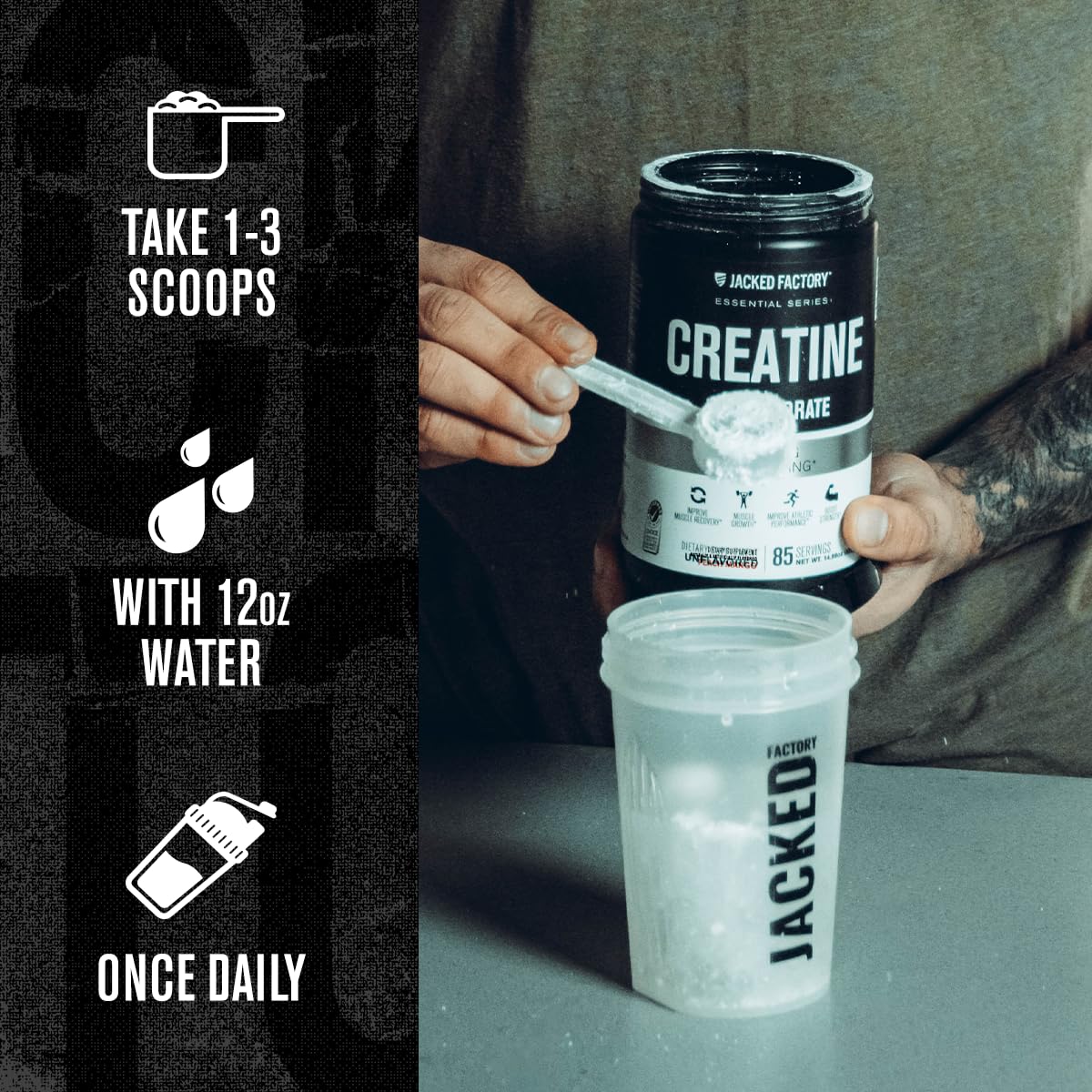 Jacked Factory Creatine Monohydrate Powder, 85 Servings