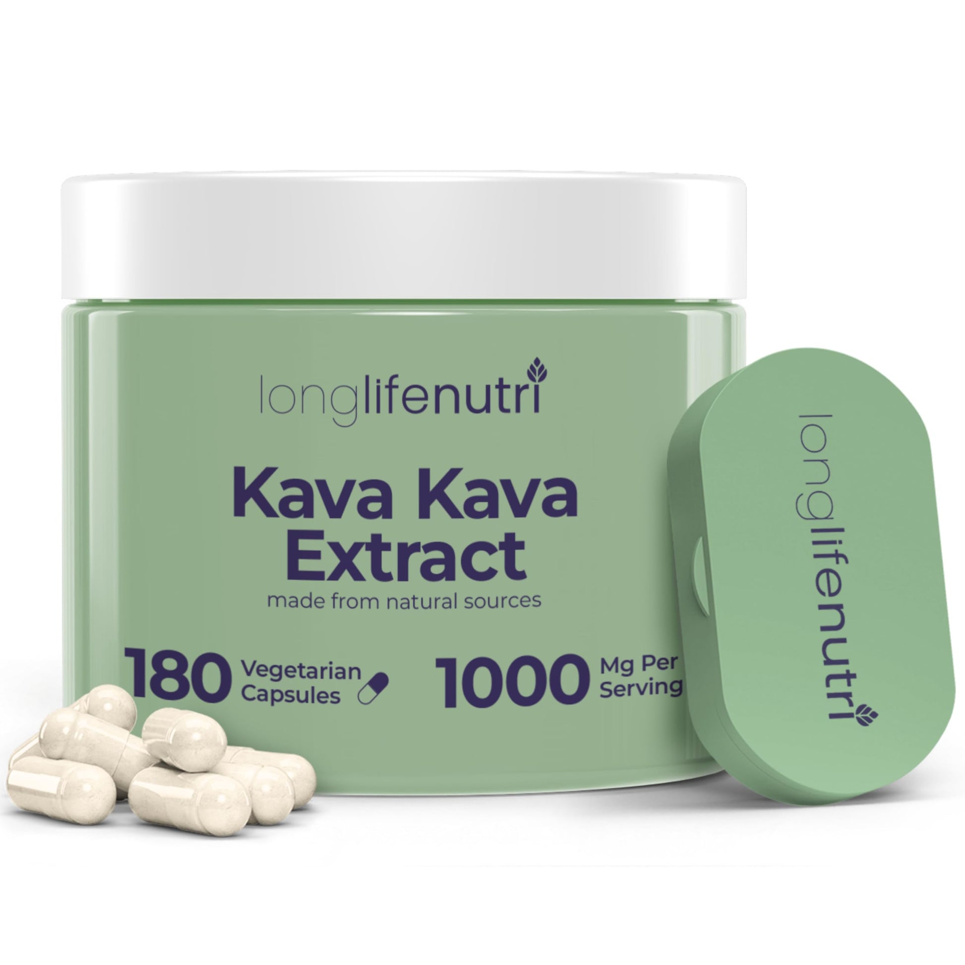 LongLifeNutri Kava Kava Extract 1000mg Capsules, 180 Count