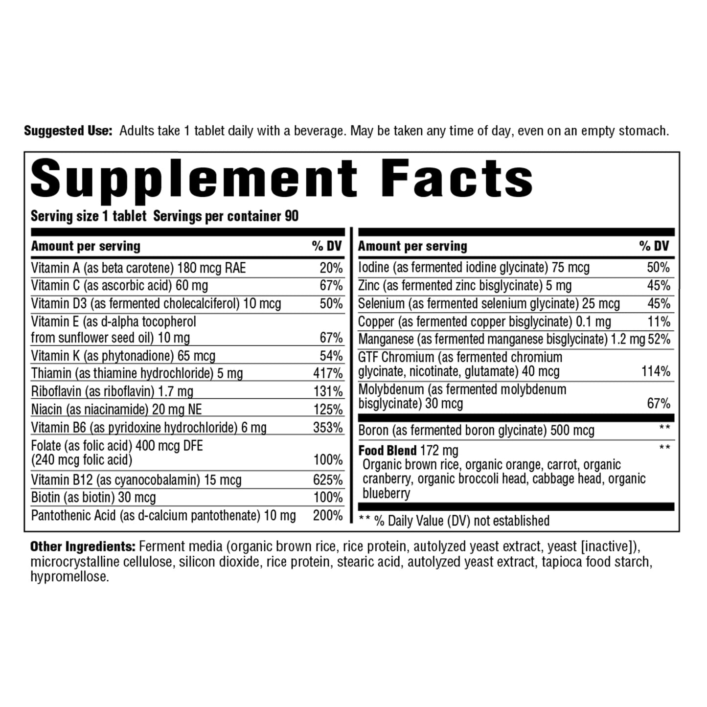Innate Response Formulas One Daily Without Iron Daily Multivitamin with B Vitamins, Vegetarian, Non-GMO, Kosher, 90 Tablets