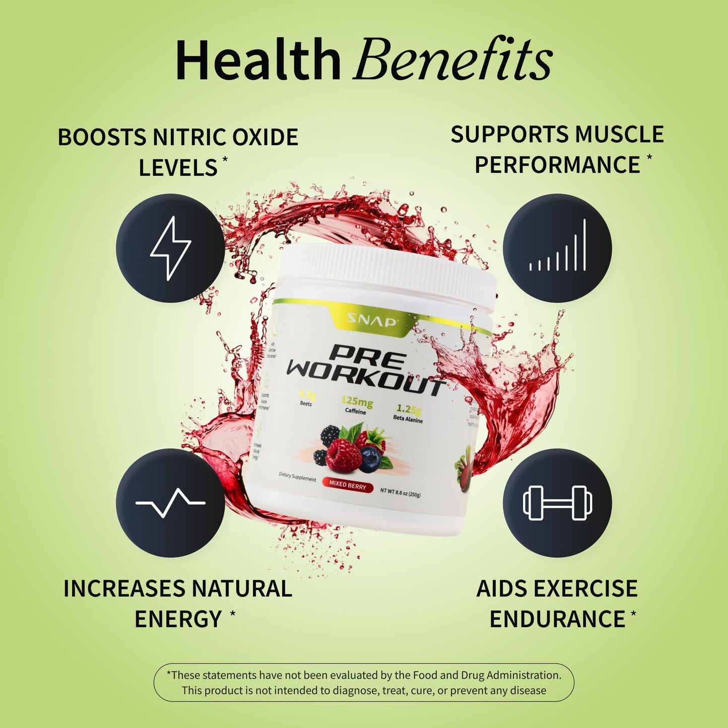 Snap Supplements Pre Workout Beet Root Powder 8.8 oz