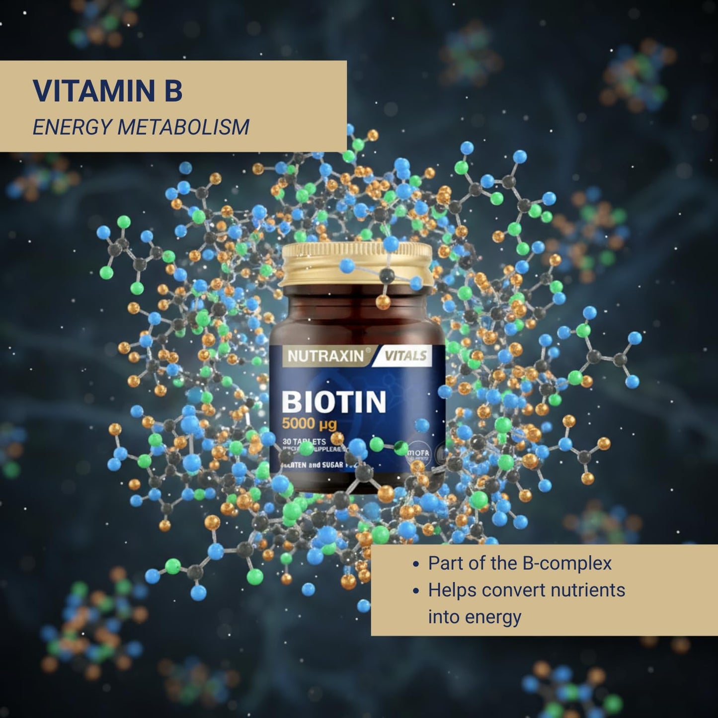 Nutraxin Vitals Biotin 5000 mcg Capsules 30
