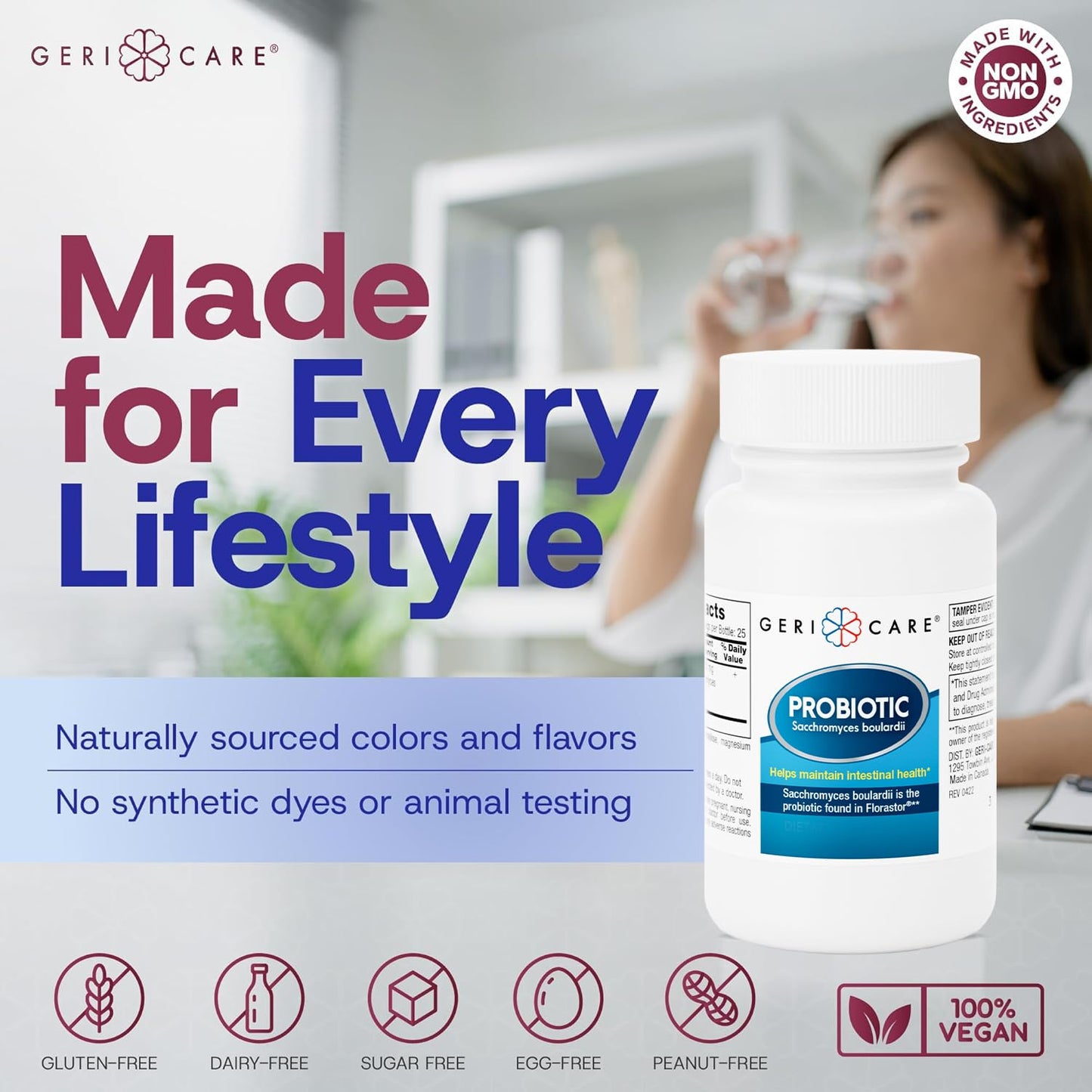 GeriCare Saccharomyces boulardii Probiotic Capsules, 600 Capsules
