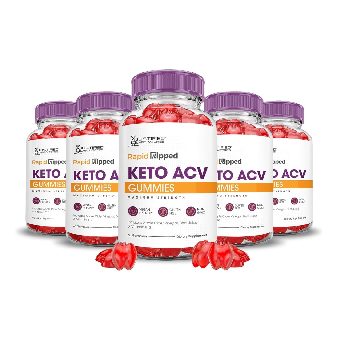 Justified Laboratories Rapid Ripped Keto ACV Gummies (1000 mg), 300 Count