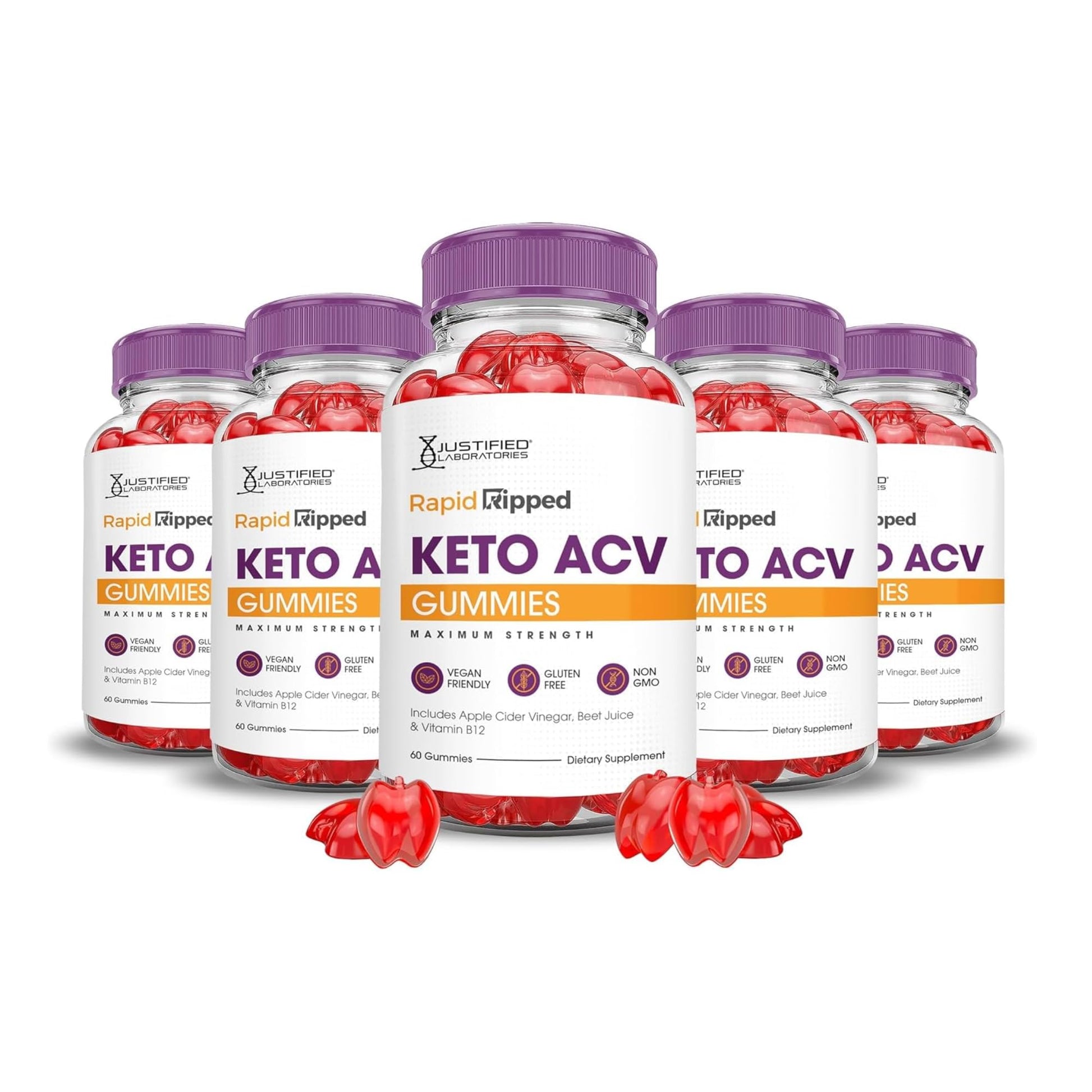 Justified Laboratories Rapid Ripped Keto ACV Gummies (1000 mg), 300 Count