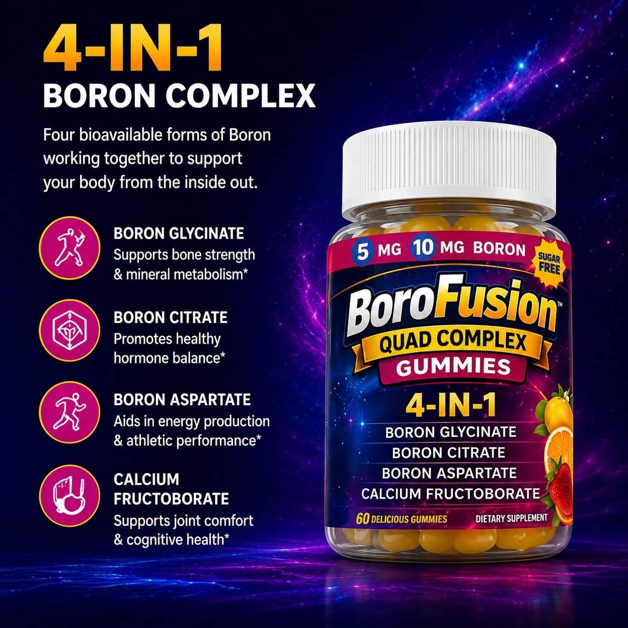 ACTIV PLUS Boron Supplements Gummies 60 Count