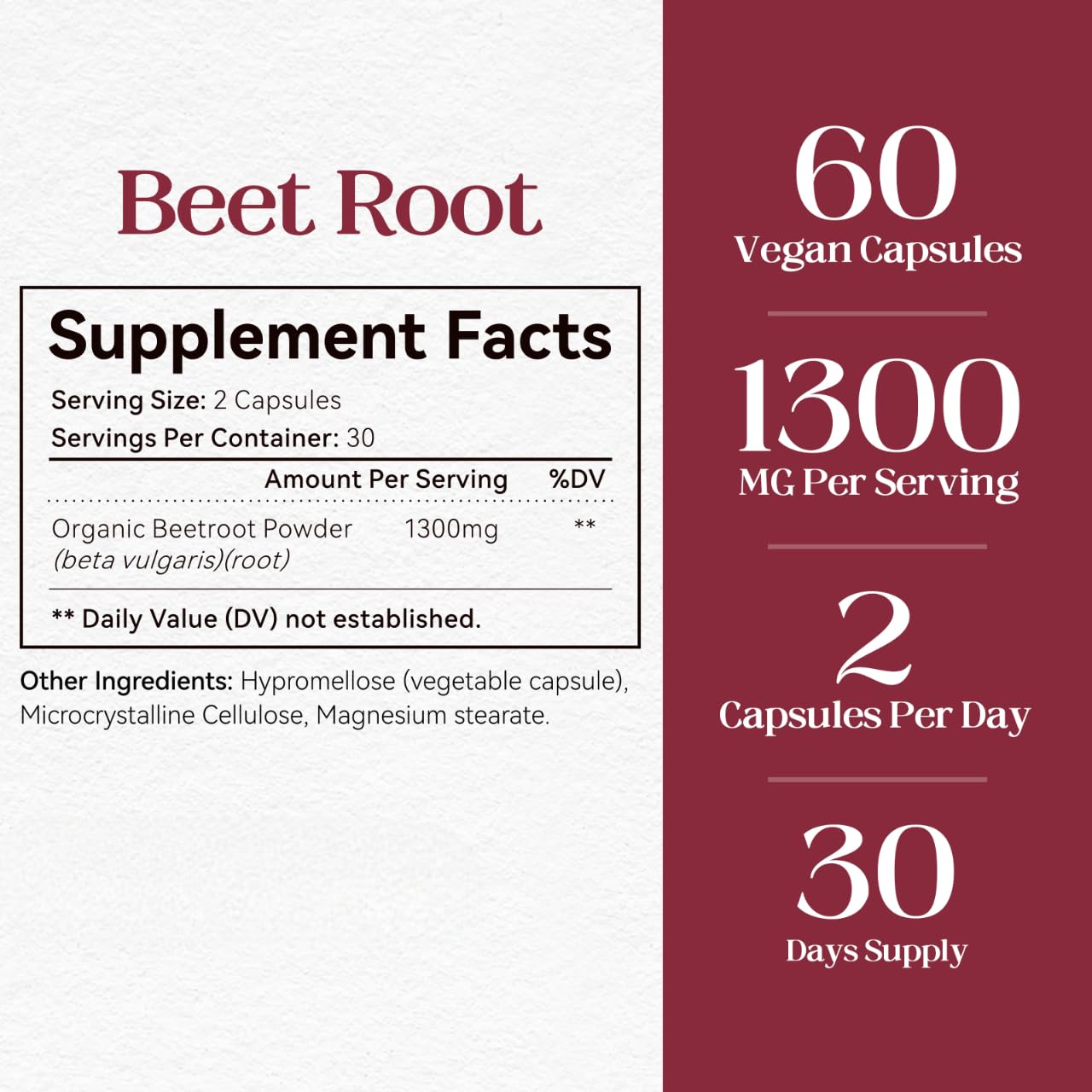 HyberVive Beet Root Powder Capsules 60 Count