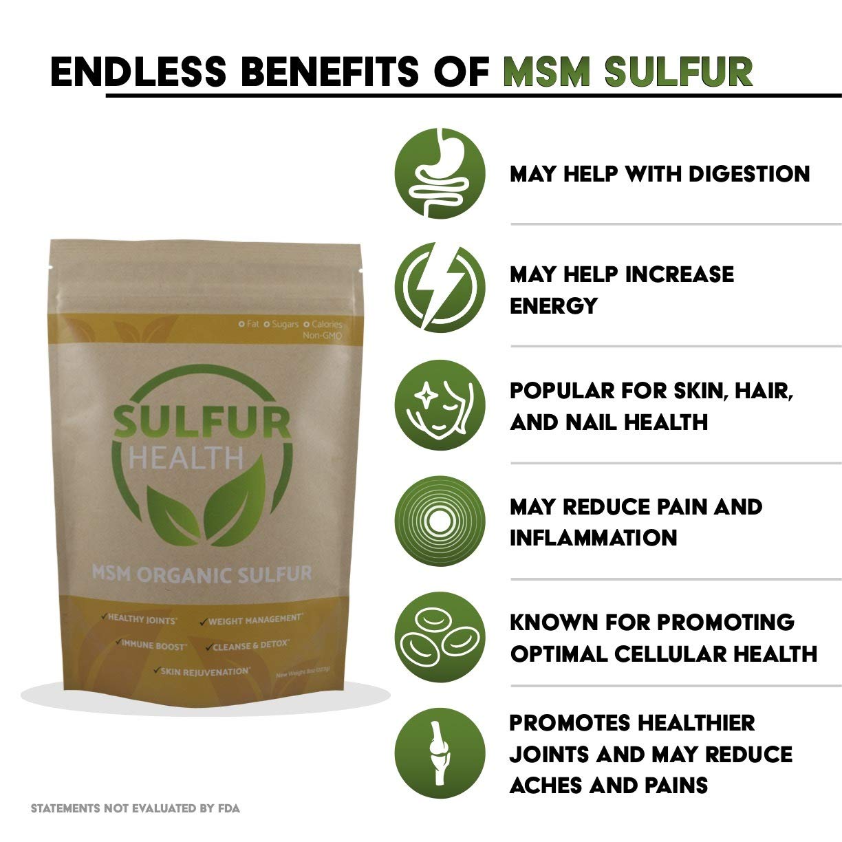 Sulfur Health MSM Organic Sulfur Powder 16 oz