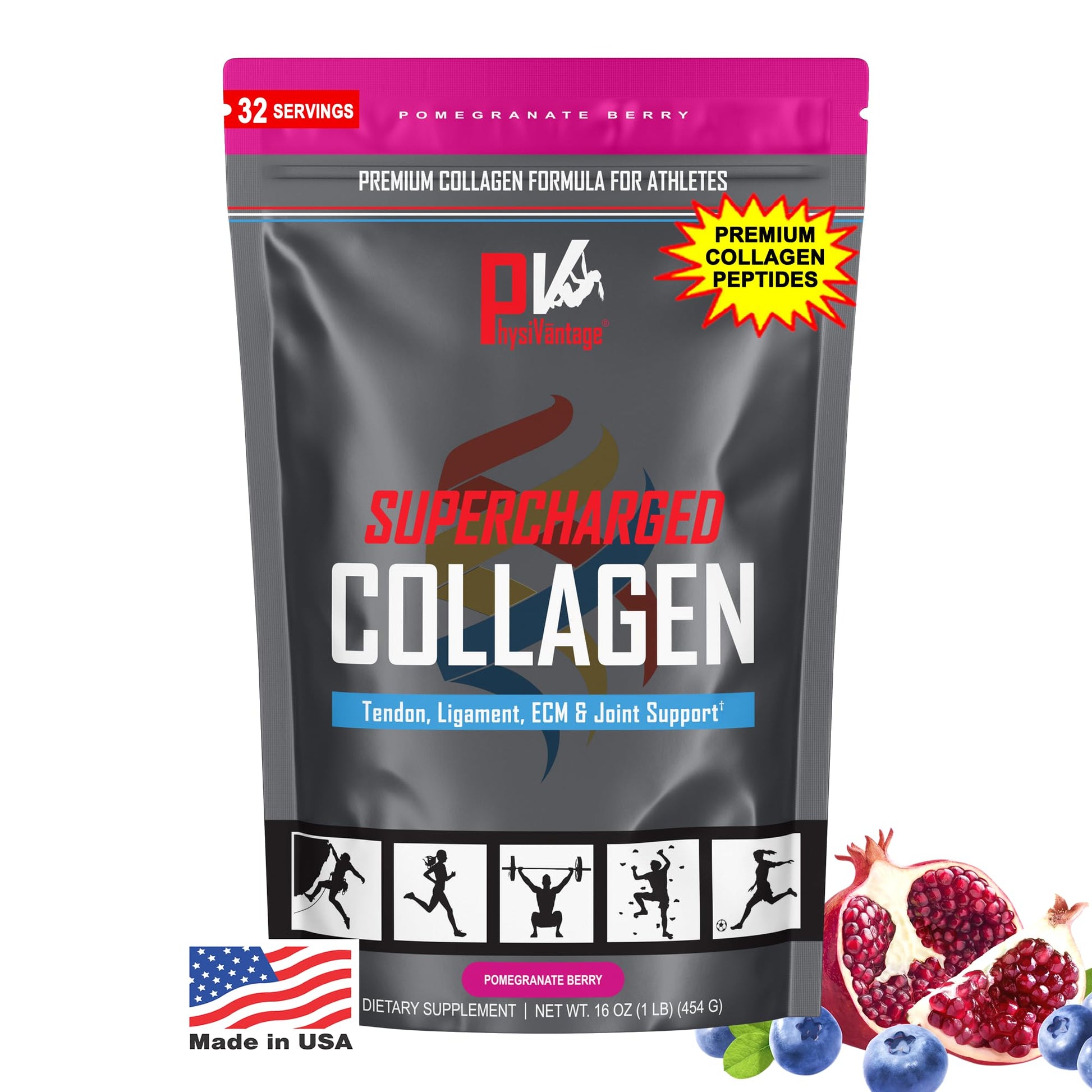 PhysiVantage Supercharged Collagen Peptides Powder, 16 oz